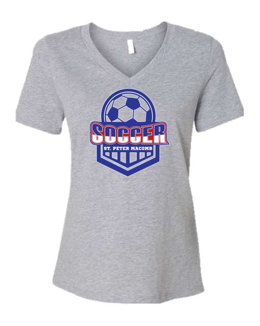 Bella Canvas Women's Relaxed Heather CVC V-Neck Tee Soccer