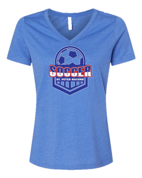 Bella Canvas Women's Relaxed Heather CVC V-Neck Tee Soccer