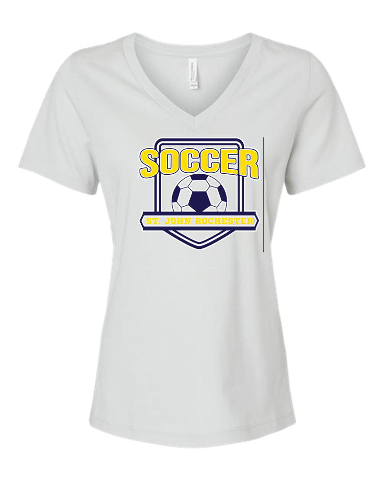 Bella Canvas Women's Relaxed Heather CVC V-Neck Tee