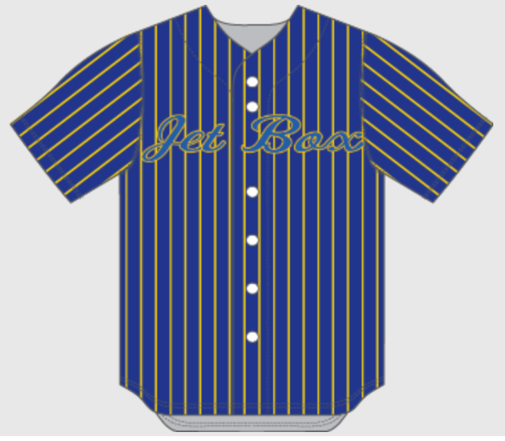 (4) NEW JETBOX Blue/Gold Old School Pinstripe Jersey