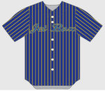(4) NEW JETBOX Blue/Gold Old School Pinstripe Jersey