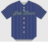 (4) NEW JETBOX Blue/Gold Old School Pinstripe Jersey
