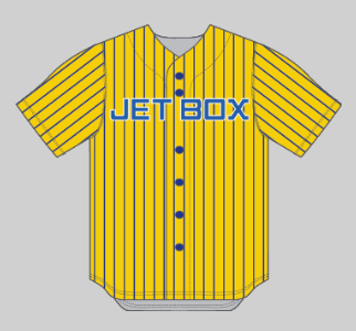 (4) NEW JETBOX Blue/Gold Old School Pinstripe Jersey