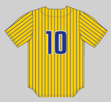 (4) NEW JETBOX Blue/Gold Old School Pinstripe Jersey