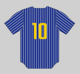 (4) NEW JETBOX Blue/Gold Old School Pinstripe Jersey