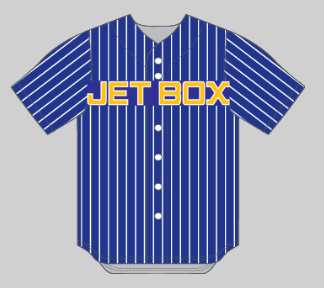 (4) NEW JETBOX Blue/Gold Old School Pinstripe Jersey