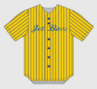 (4) NEW JETBOX Blue/Gold Old School Pinstripe Jersey