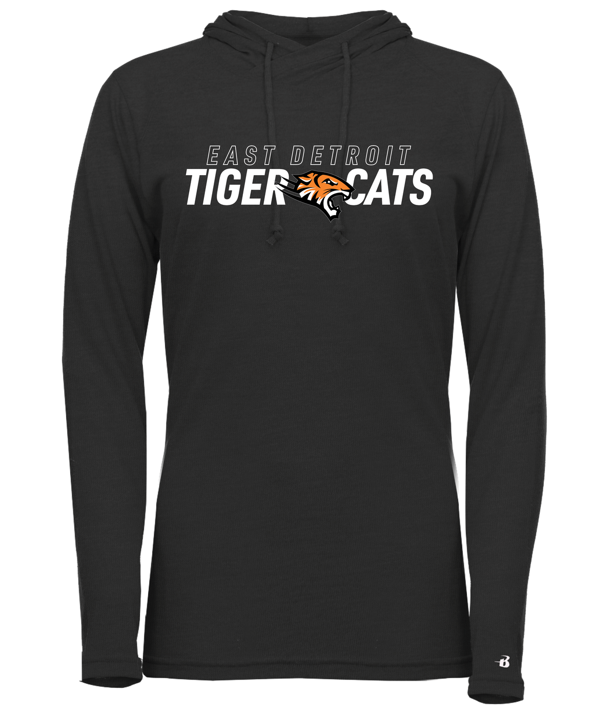 East Detroit Tiger Cats Women's Tri-Blend Long Sleeve Hooded Tee