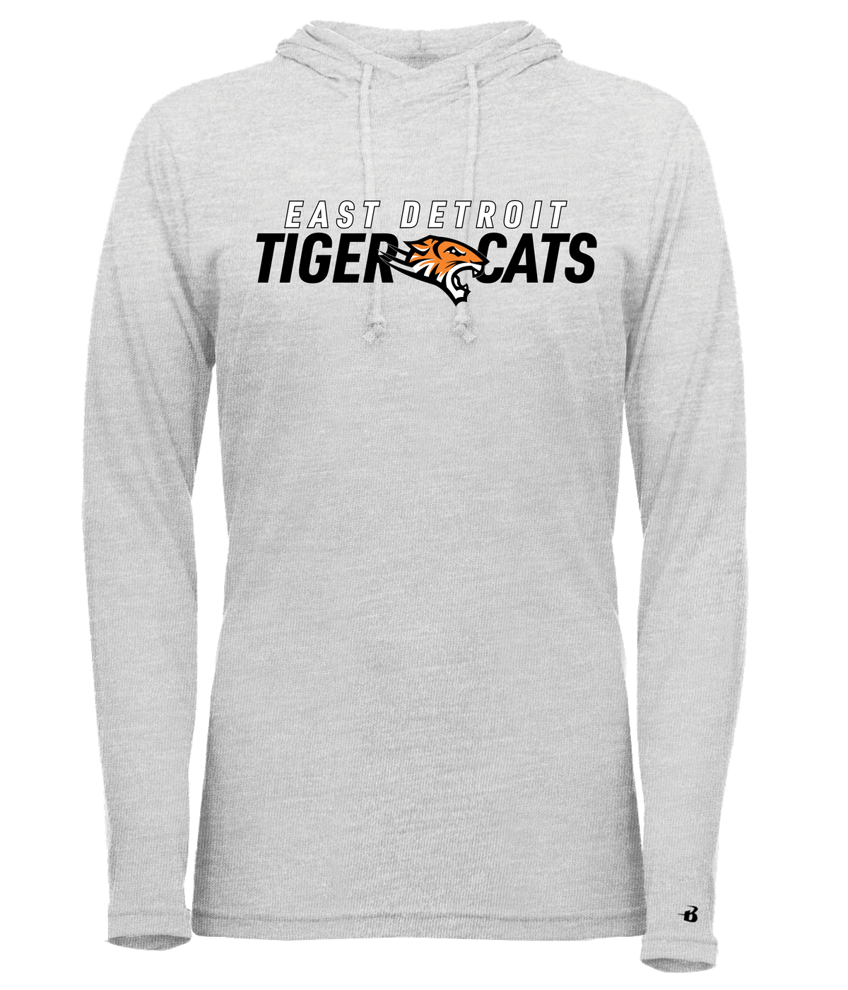 East Detroit Tiger Cats Women's Tri-Blend Long Sleeve Hooded Tee
