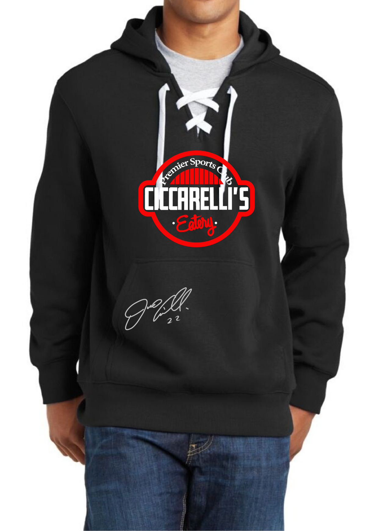 lace up Hockey hoodie